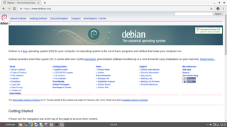 The website Debian cinnamon