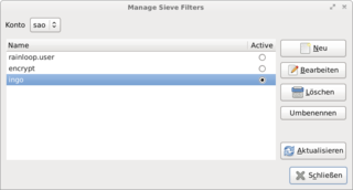 manage Sieve filters with Claws Mail