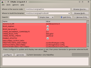 Qt based user interface for CMake (cmake-gui)