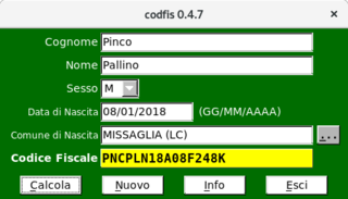 codfis 0.4.7 calculating a fake fiscal code