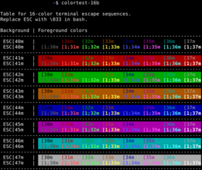 utilities to test color capabilities of terminal