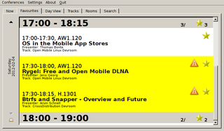 ConfClerk showing talks at FOSDEM 2012