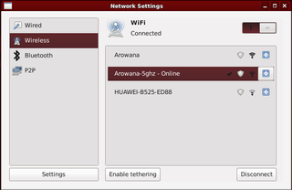 WiFi menu of connman-gtk