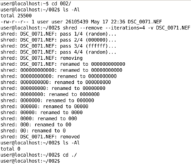 shred - delete file - безвозвратное (надёжное) удаление файла (example)