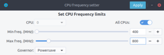 Changing the governor and maximum allowed frequency for all CPUs