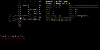 Dungeon Crawl, a text-based roguelike game