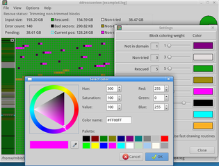 Selecting custom colors / settings