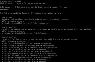 (partial) result of running debian-security-support a.k.a. check-support-status