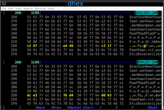 Comparing two binary files with dhex in diff mode