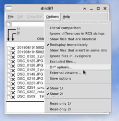 Display and merge changes between two directory trees