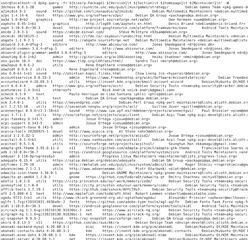 dpkg-query -f=.... (Package, Version, Section, Homepage, Maintainer)