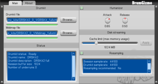 Drumgizmo plugin ready, with the drum kit loaded in RAM