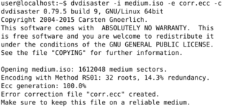 restore old DVD - video (2 from 7) - "dvdisaster -i medium.iso -e corr.ecc -c"