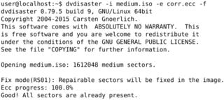 restore old DVD - video (3 from 7) - "dvdisaster -i medium.iso -e corr.ecc -f"