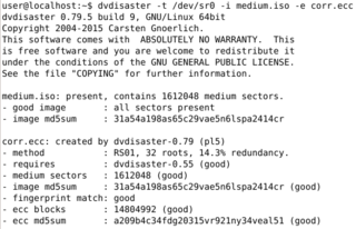 4 from 7 - "dvdisaster -t /dev/sr0 -i medium.iso -e corr.ecc"