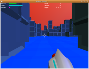 semi-abstract first person 3d-shooter game