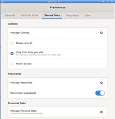 Preferences - Stored Data
