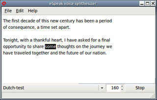 graphical user interface for eSpeak