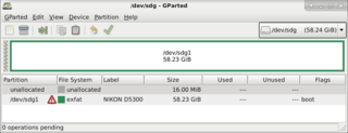 display flash by gparted (64 Gb)