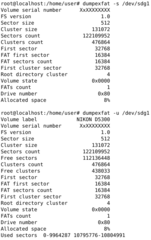 dumpexfat -s /dev/sdg1  and  dumpexfat -u /dev/sdg1