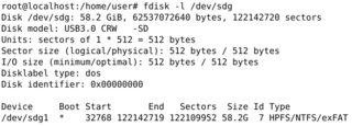 fdisk -l /dev/sdg (info by others programm)