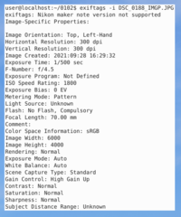 utility to read Exif tags from a digital camera JPEG file