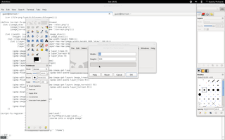 New level dialog with code in background