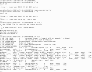 build tag file indexes of source code definitions