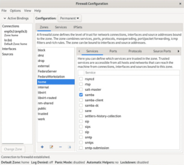 graphical configuration tool to change the firewall settings