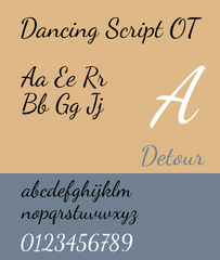 lively casual script with bouncing letters and size changes