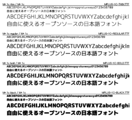 M+ sans serif fonts with different weights