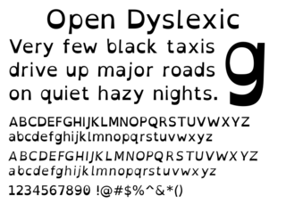 font designed to increase readability for readers with dyslexia