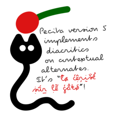 Pecita V5 implements diacritics on contextual alternates