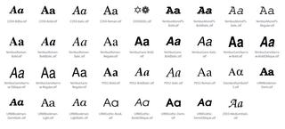 font set metric-compatible with the 35 PostScript Level 2 Base Fonts
