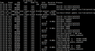 forkstat -x (show  extra  process related information)