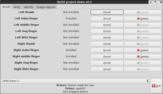 simple GTK+ testing libfprint's functions
