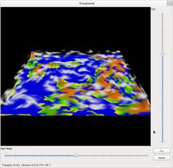In square rendering mode, showing weather systems in clouds