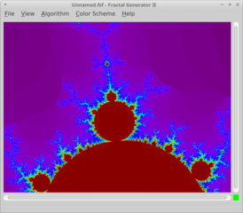 Fractal Generator showing zoomed-in Mandelbrot set