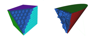 The meshes of a cube and a cone