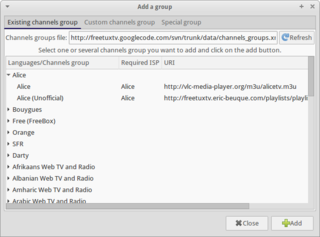 Adding channels group