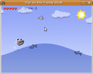 side scrolling arcade shooter game on a steamboat