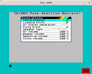 Fuse sound settings dialog while running in Spectrum 48K mode
