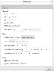 Preferences window -- first pane