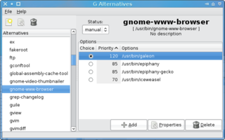 graphical setup tool for the alternatives system