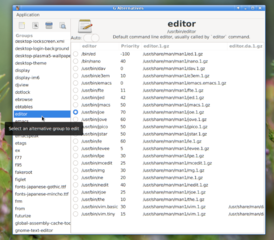 Default command line editor, usually called by `editor` command