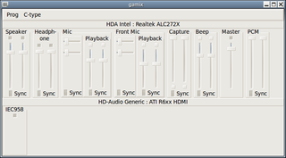 Graphical sound mixer for ALSA