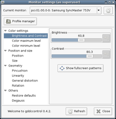 program to control monitor parameters (graphical interface)