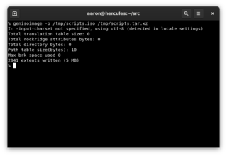 Creating a 5 MB ISO from a compressed tarball for later burning to CD or DVD