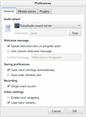 Preferences window