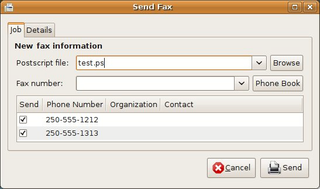 GNOME frontend for fax programs
